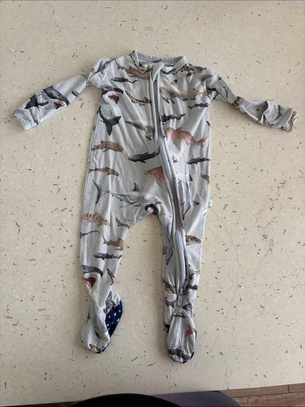 Posh Peanut Gray Shark & Sea Creature Footed One-Piece newborn